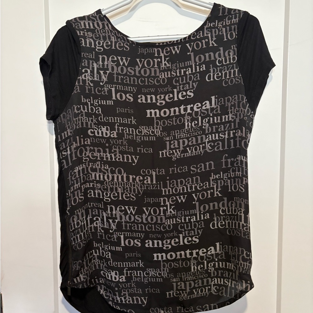 Black Graphic Print Women's Top